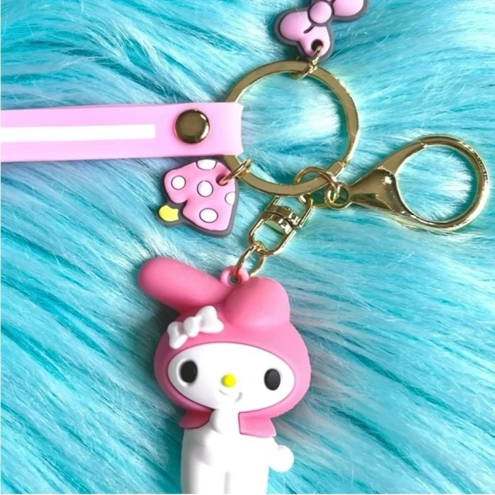 Melody Pink Kawaii Wristlet Charm Keychain Lobster Clasp